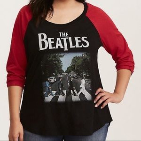 torrid Tops - Torrid- Beatles Red/Black Baseball Tee